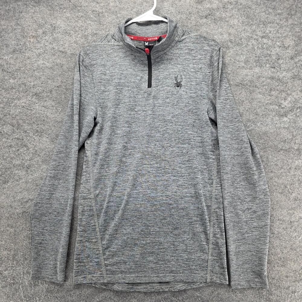 Spyder Active Pullover Mens S Gray Long Sleeve 1/4 Zip Athletic Moisture Wicking